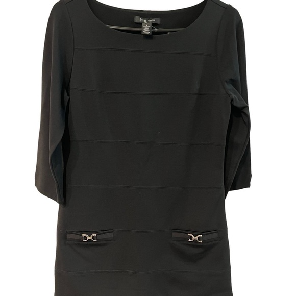 White House Black Market Black Shift Dress/Tunic W/ Silver Tone Accents SZ Small - Picture 4 of 11